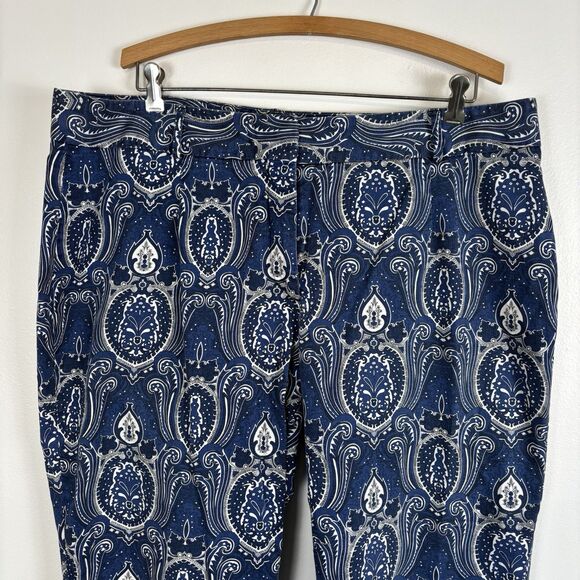 Talbots Heritage Cropped Ankle Pants Blue Floral Paisley Womens 16W - Picture 3 of 8